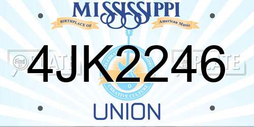4JK2246 Mississippi License Plate