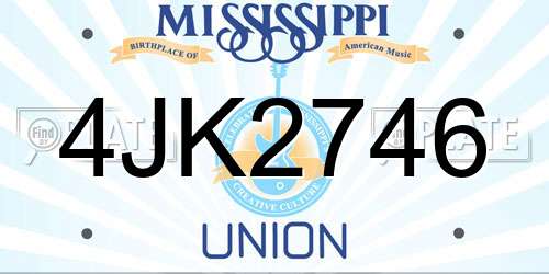 4JK2746 Mississippi License Plate