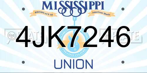 4JK7246 Mississippi License Plate