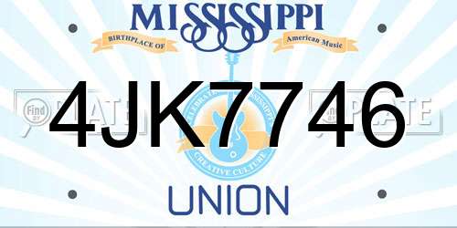 4JK7746 Mississippi License Plate