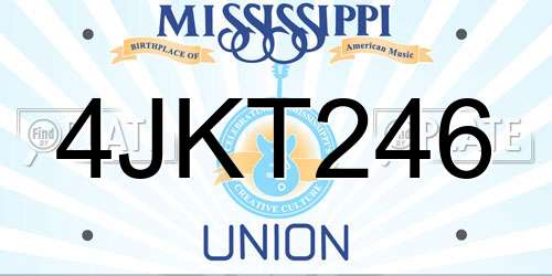 4JKT246 Mississippi License Plate