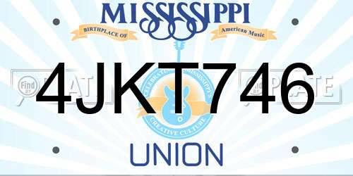 4JKT746 Mississippi License Plate