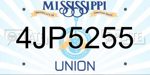 4JP5255 Mississippi License Plate