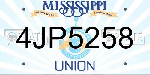 4JP5258 Mississippi License Plate