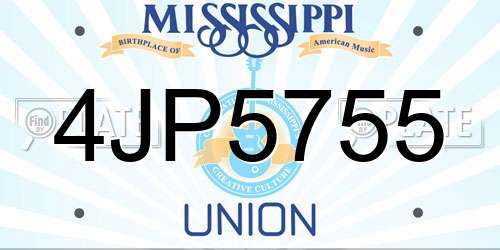 4JP5755 Mississippi License Plate