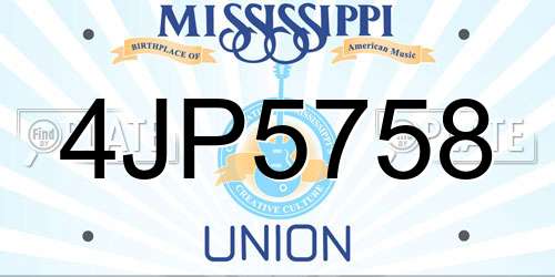 4JP5758 Mississippi License Plate