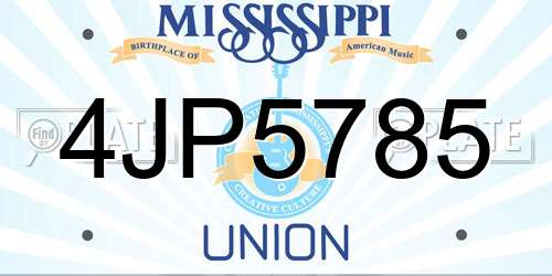 4JP5785 Mississippi License Plate