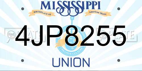4JP8255 Mississippi License Plate