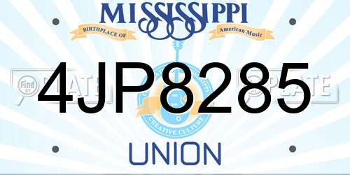 4JP8285 Mississippi License Plate