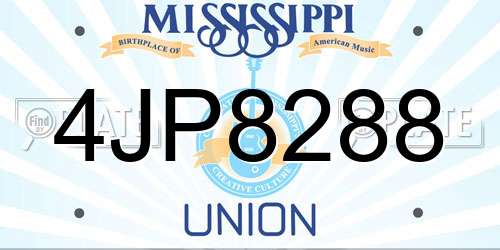 4JP8288 Mississippi License Plate