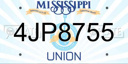 4JP8755 Mississippi License Plate