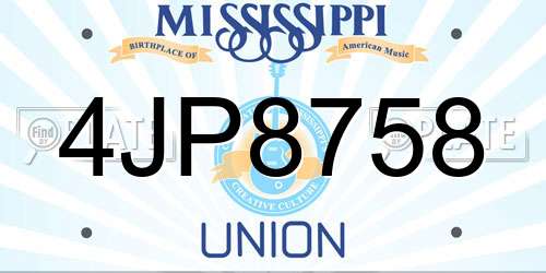 4JP8758 Mississippi License Plate