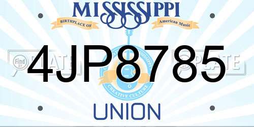 4JP8785 Mississippi License Plate