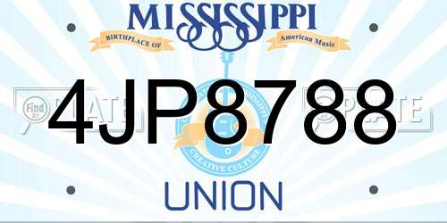 4JP8788 Mississippi License Plate