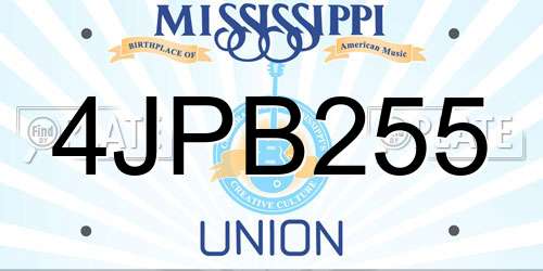 4JPB255 Mississippi License Plate