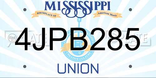 4JPB285 Mississippi License Plate