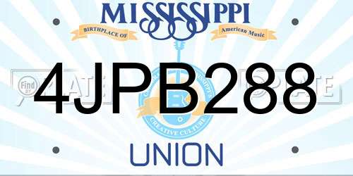 4JPB288 Mississippi License Plate