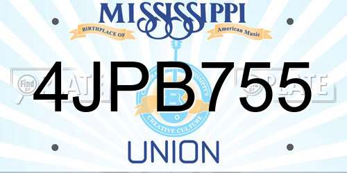 4JPB755 Mississippi License Plate