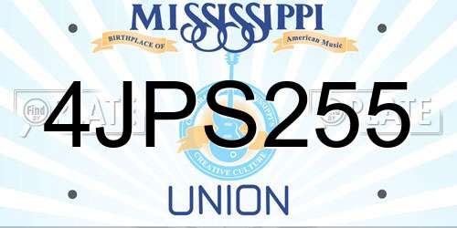 4JPS255 Mississippi License Plate