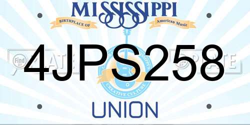 4JPS258 Mississippi License Plate