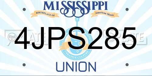 4JPS285 Mississippi License Plate