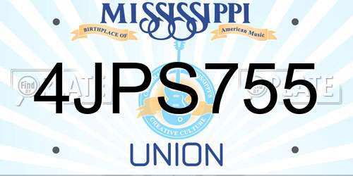 4JPS755 Mississippi License Plate