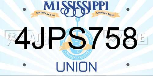 4JPS758 Mississippi License Plate