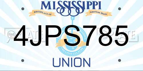 4JPS785 Mississippi License Plate