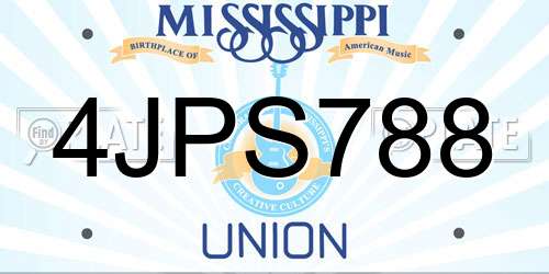 4JPS788 Mississippi License Plate