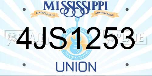 4JS1253 Mississippi License Plate