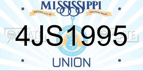 4JS1995 Mississippi License Plate