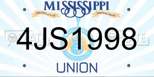 4JS1998 Mississippi License Plate
