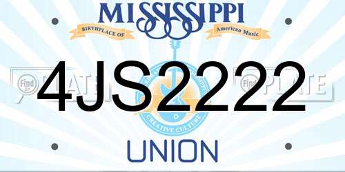 4JS2222 Mississippi License Plate