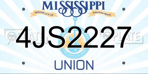 4JS2227 Mississippi License Plate