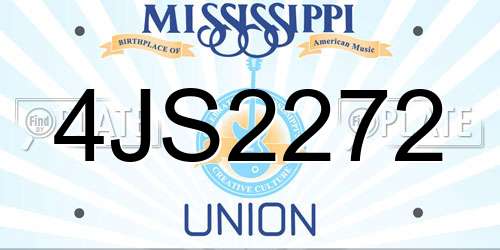 4JS2272 Mississippi License Plate