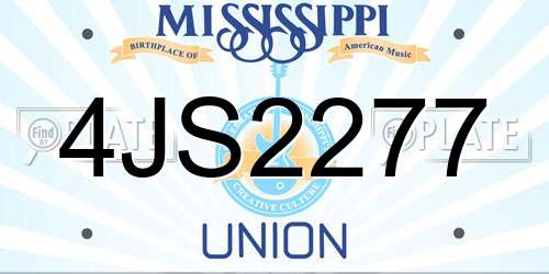 4JS2277 Mississippi License Plate