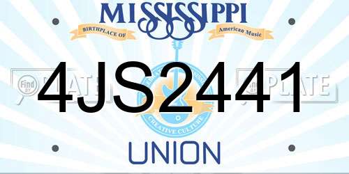 4JS2441 Mississippi License Plate