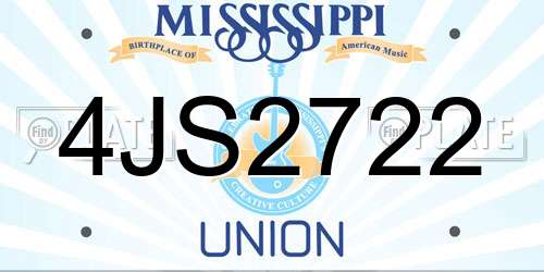 4JS2722 Mississippi License Plate
