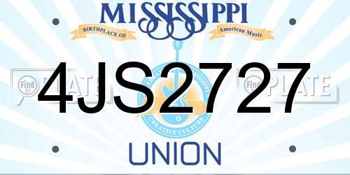 4JS2727 Mississippi License Plate