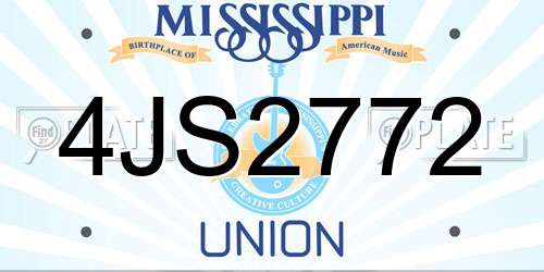 4JS2772 Mississippi License Plate