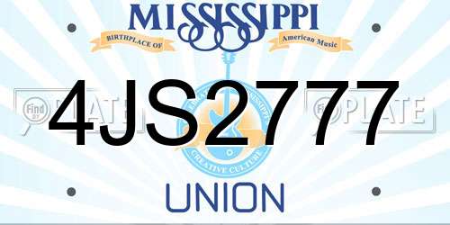 4JS2777 Mississippi License Plate