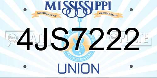 4JS7222 Mississippi License Plate