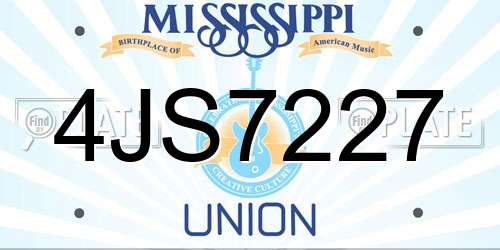 4JS7227 Mississippi License Plate
