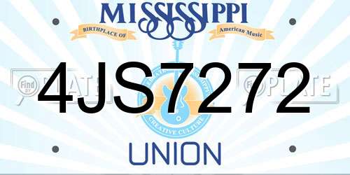 4JS7272 Mississippi License Plate