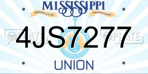 4JS7277 Mississippi License Plate