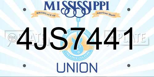 4JS7441 Mississippi License Plate