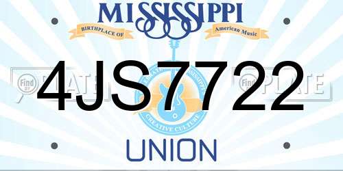 4JS7722 Mississippi License Plate