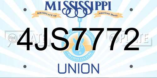 4JS7772 Mississippi License Plate