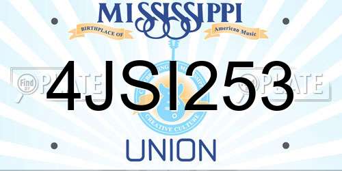 4JSI253 Mississippi License Plate