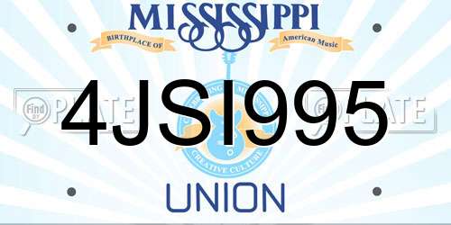 4JSI995 Mississippi License Plate